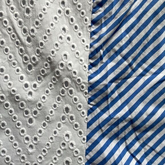 C Wonder Blue and White Striped Eyelet Short Sleeve Top - Picture 3 of 5
